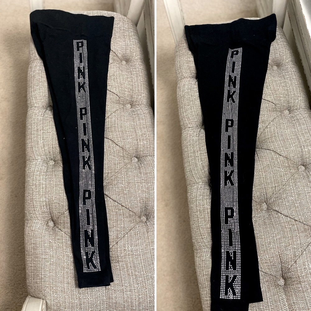 PINK VS BLING YOGA PANTS (silver rhinestones)